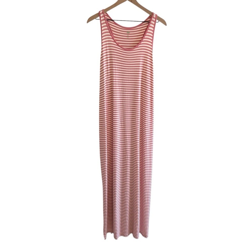 Dip Striped Maxi Dress Size XL Pink White Sleeveless Casual